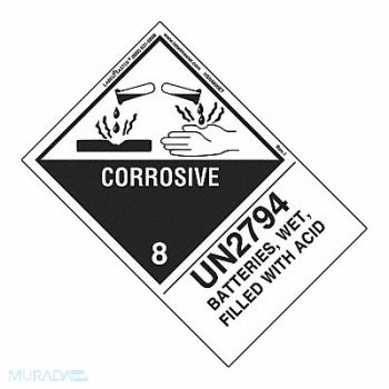 LABELMASTER UN2794 Batteries Wet Filled PK500, 567W76