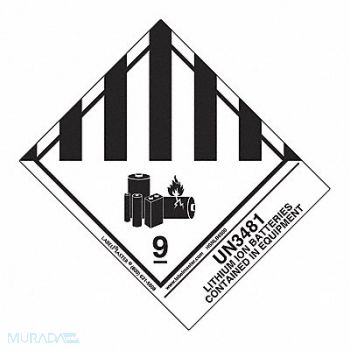 LABELMASTER UN3481 Lithium Ion Battery PK500, 567W96