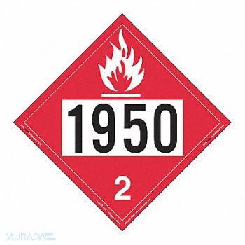 LABELMASTER Flammable Gas Placard UN 1950 PK25, 567Y36