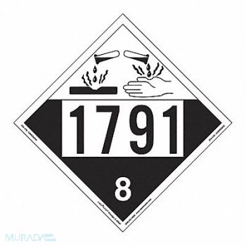 LABELMASTER Corrosive Placard UN 1791 PK25, 567Z65