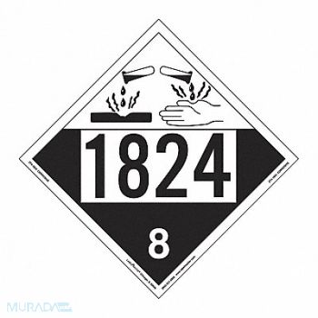 LABELMASTER Corrosive Placard UN 1824 PK25, 567Z68