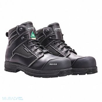 ROYER Work Boot 9-1/2 R Black Composite PR, 56EA04