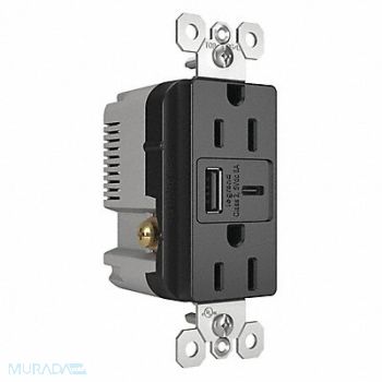 LEGRAND USB Charger Receptacle 15A Type A and C, 56FM94