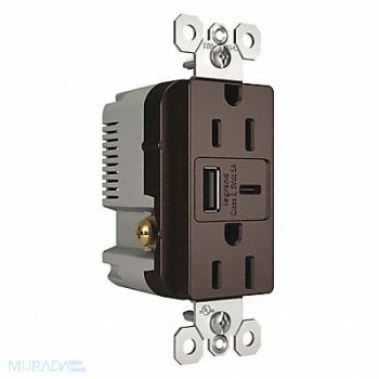 LEGRAND USB Charger Receptacle 15A Type A and C, 56FM95
