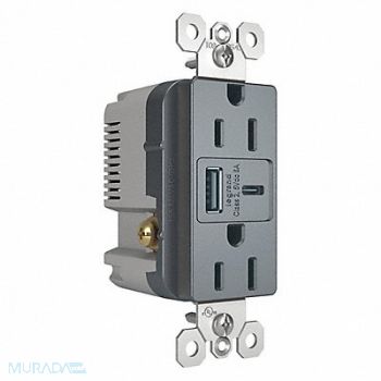 LEGRAND USB Charger Receptacle 15A Type A and C, 56FM96