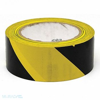 ABILITY ONE Floor Tape Black/Yellow 2 inx108 ft Roll, 56FZ68