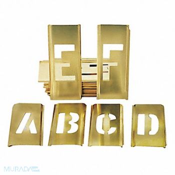 ABILITY ONE Stencil Kit Brass 1 Overall Height, 56HC13