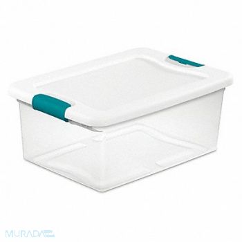 STERILITE Storage Tote Clear/White Polypropylene, 56JU37