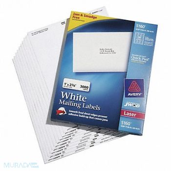 ABILITY ONE Laser Label 1 H 2-5/8 W PK100, 56LF41