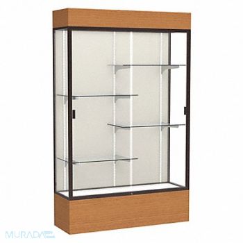 WADDELL DISPLAY Floor Display Case Carmel Oak 80 H 48 L, 56TN86