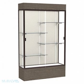 WADDELL DISPLAY Floor Display Case Walnut Vinyl 80 H, 56TP05