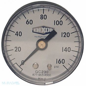 DIXON VALVE COUPLING ABS Dry Gauge 1/8 Back Mount 0-60 psi, 58CW02