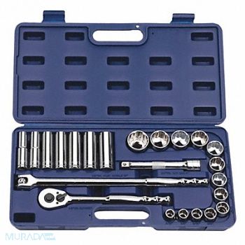WILLIAMS Socket Tool Set 1/2 23pcs. SAE, 58UE88