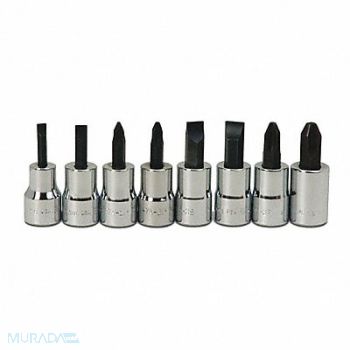WILLIAMS Screwdriver Socket Bit Set 3/8 D 8pcs., 58UK28