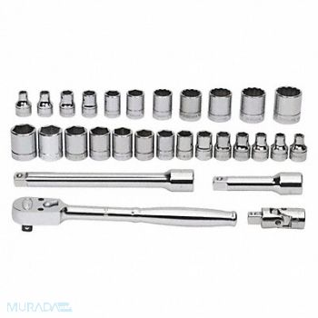 WILLIAMS Socket/Tool Set 3/8 D 12Pt 29pc TLsOnly, 58UK83