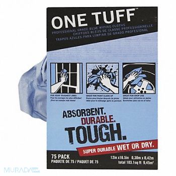 ONE TUFF Wiping Cloth 75ct Box 12 x 16.5, 58UU57