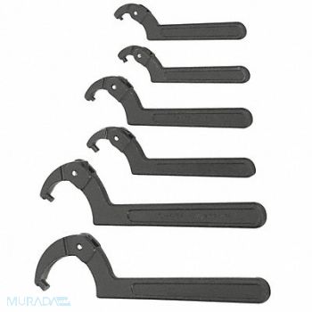 WILLIAMS Spanner Wrench Set Adj. Pin 6 Pieces, 505U79