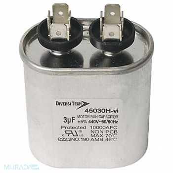 DIVERSITECH Motor Run Capacitor 440V Oval, 59FE70