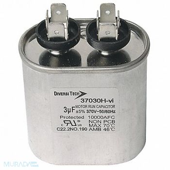 DIVERSITECH Motor Run Capacitor 370V Oval, 59FF44