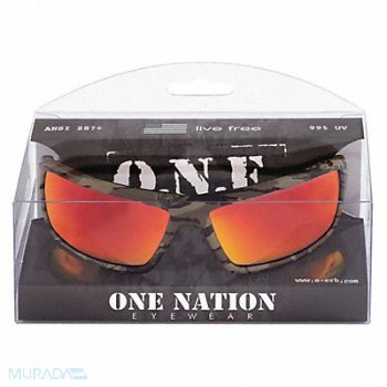 ERB SAFETY Safety Glasses Camo Frame Red Mirror, 59ZG15