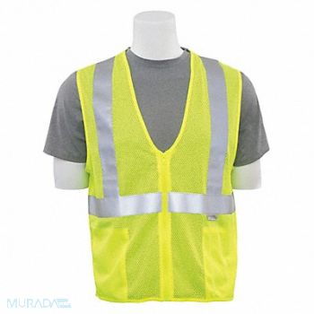 ERB SAFETY Safety Vest Hi-Viz Reflective Lime XL, 59ZL99