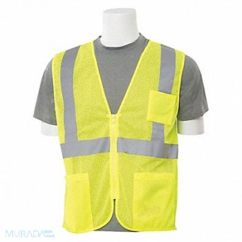 ERB SAFETY Safety Vest Economy Hi-Viz Lime XS, 59ZM56