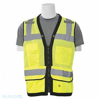 ERB SAFETY Safety Vest Mesh Surveyor Hi-Viz Lime M, 59ZN06