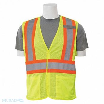 ERB SAFETY Vest Break-Away Hi-Viz Lime 5XL, 59ZN25