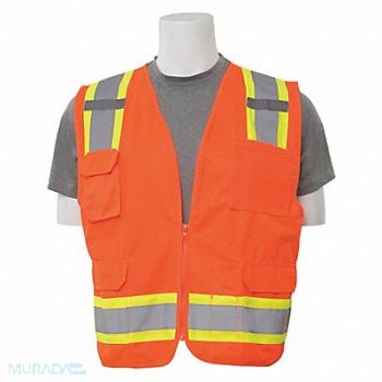 ERB SAFETY Safety Vest ANSI Hi-Viz Orange 3XL, 59ZN79