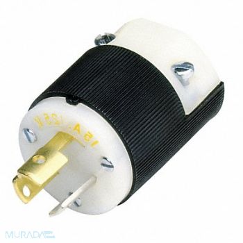 HUBBELL LckPlg Strt 15 A Blk White Nylon 3Blds, 6C578