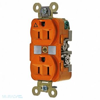 HUBBELL Receptacle Duplex 15A 5-15R 125V Orange, 5A075