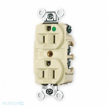 HUBBELL Receptacle Duplex 15A 5-15R 125V Ivory, 5A078