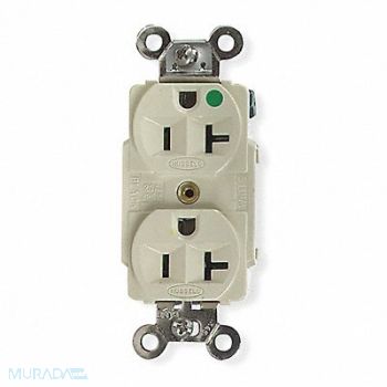 HUBBELL Receptacle Duplex 20A 5-20R 125V Ivory, 5A084