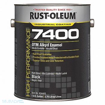 RUST-OLEUM H7153 7400 Alkyd Enamel High Gloss Black 1 gal, 5A264