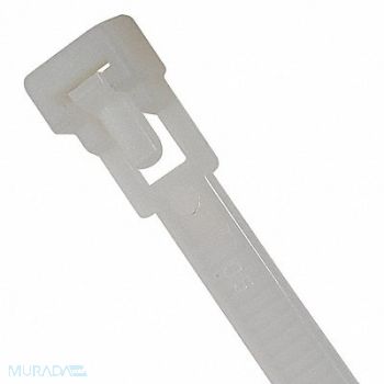 POWER FIRST Cable Tie Releasable 8 in Natural PK100, 36J196