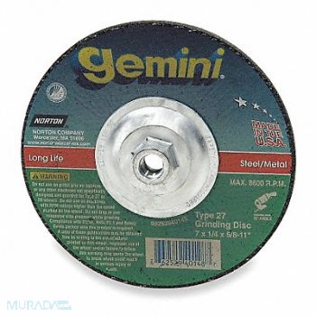 NORTON Depressed Center Whl T27 7x1/4x5/8-11 AO, 6A077