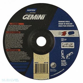 NORTON Depressed Center Wheel T27 7x1/8x7/8 AO, 5A871