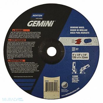 NORTON Depressed Center Wheel T27 9x1/8x7/8 AO, 5A873