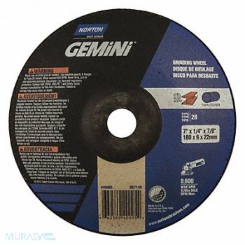 NORTON Depressed Center Wheel T28 7x1/4x7/8 AO, 5A875