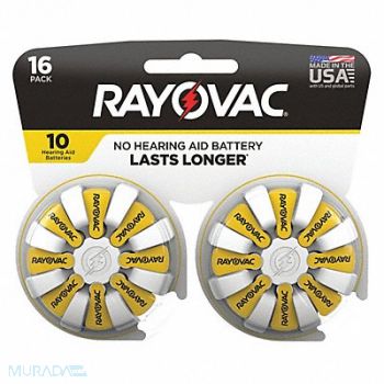 RAYOVAC Hearing Aid Bat Zinc Air 1.4VDC 10 PK16, 5AHC9