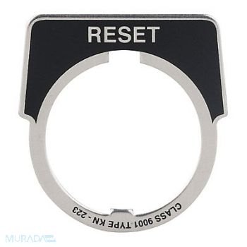 SCHNEIDER ELECTRIC Legend Plate Reset Silver/Black, 5B529