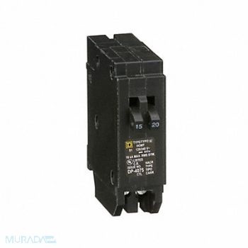 SQUARE D Circuit Breaker 15/20A 120/240V 1P, 5B709