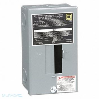 SQUARE D Load Center 30A Lug 1 Phase 2 Spaces, 5B755