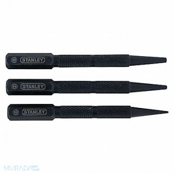 STANLEY Nail Set Knurled 3 Pc, 5C574