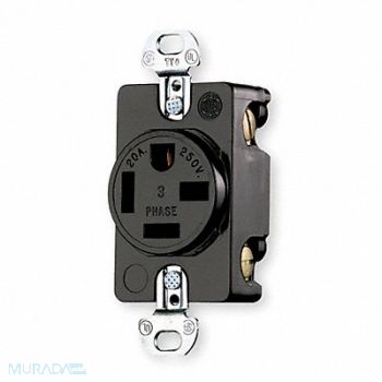 HUBBELL Receptacle Single 20A 15-20R 250V Black, 5C793