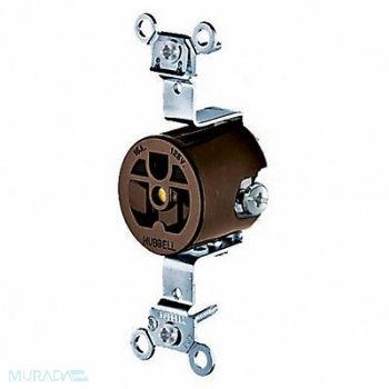 HUBBELL Receptacle Single 15A 5-15R 125V Brown, 5C799