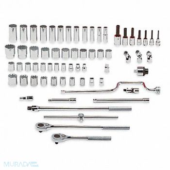 PROTO Socket Wrench Set SAE 1/2 in Dr 65 pc, 5C898