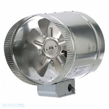 TJERNLUND Steel 8 D 9 H 8 W Inline Duct Fan, 5C964