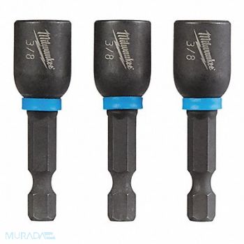 MILWAUKEE Nutsetter 3/8 Steel Impact Rated PK3, 5ECC8