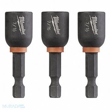 MILWAUKEE Nutsetter 7/16 Steel Impact Rated PK3, 5ECC9